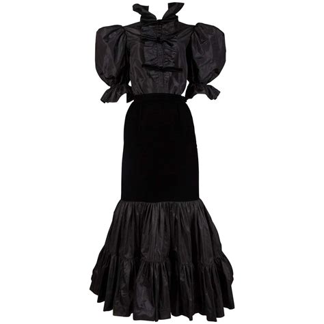 yves saint laurent evening caftan in black silk velvet|yves st laurent evening dresses.